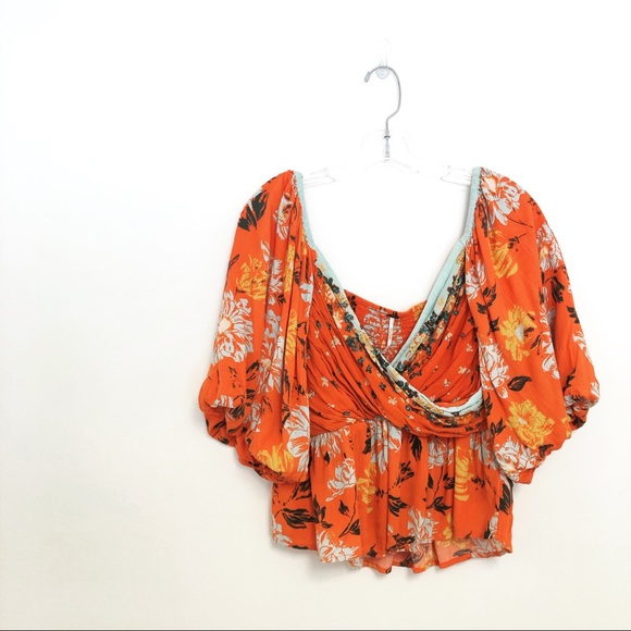 Free People Mirabella Floral Print Top Large Crop - Picture 2 of 6